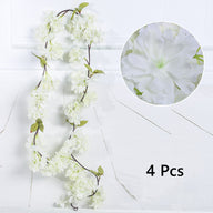 Bulk 4 Pcs Japanese Cherry Blossom Flower Vines Artificial Flowers for Outdoors Hanging Silk Flowers Garland Wholesale