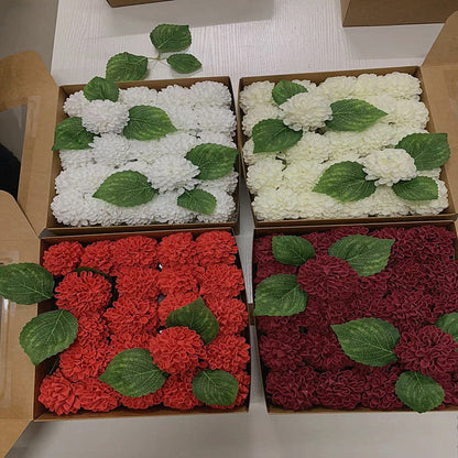 Bulk 25Pcs 2.7" Foam Dahlia with Stem Flower Box Sets for Wedding Party Bridal Shower Decor Wholesale