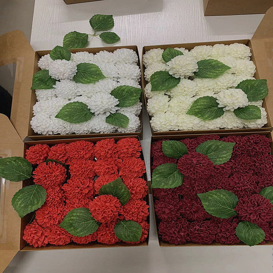 Bulk 25Pcs 2.7" Foam Dahlia with Stem Flower Box Sets for Wedding Party Bridal Shower Decor Wholesale