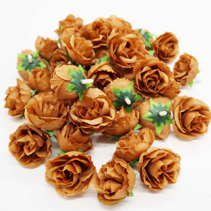 Bulk 50Pcs Tiny Roses Artificial Flowers Roses Flower Heads for DIY Crafts Wedding Centerpieces Bridal Shower Party Home Decor Wholesale