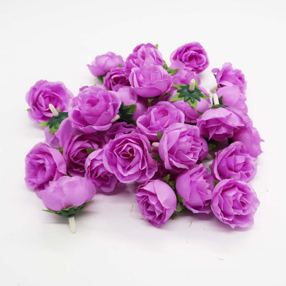 Bulk 50Pcs Tiny Roses Artificial Flowers Roses Flower Heads for DIY Crafts Wedding Centerpieces Bridal Shower Party Home Decor Wholesale