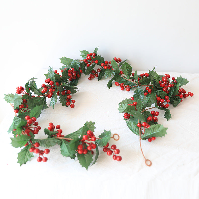 Event & Commercial Christmas Holly Berry Garland, 70.9" L, Red Berries & Green Foliage Vine
