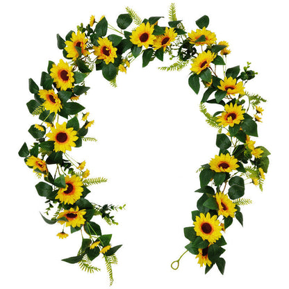 Bulk 6.4 ft Artificial Sunflower Garland DIY Artificial Flower Runner Wholesale