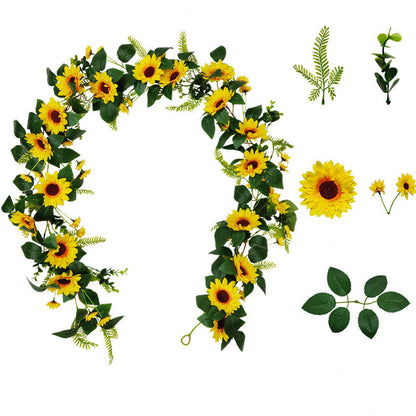 Bulk 6.4 ft Artificial Sunflower Garland DIY Artificial Flower Runner Wholesale