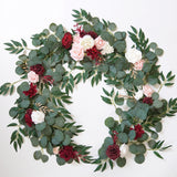 Bulk 6 Feet Eucalyptus and Willow Leaf Garland with Flower Centerpiece for Wedding Wholesale