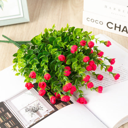 Bulk Artificial Rose Buds Flowers Outdoors Fake Shrubs Greenery Plants Indoor UV Resistant for Outdoor Garden Porch Decoration Wholesale