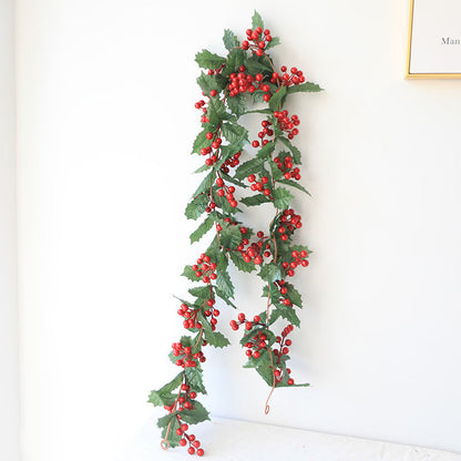 Event & Commercial Christmas Holly Berry Garland, 70.9" L, Red Berries & Green Foliage Vine