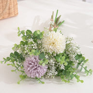 Bulk 2 Bundles Artificial Baby’s Breath Silk Chrysanthemum Bouquet with Eucalyptus Leaves for Wedding Bridal Bouquets Table Centerpieces Wholesale