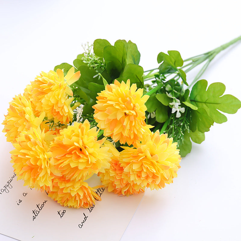 Bulk November Birth Flower Artificial Mum Bush Chrysanthemum Floral for Wedding Home Decor Wholesale