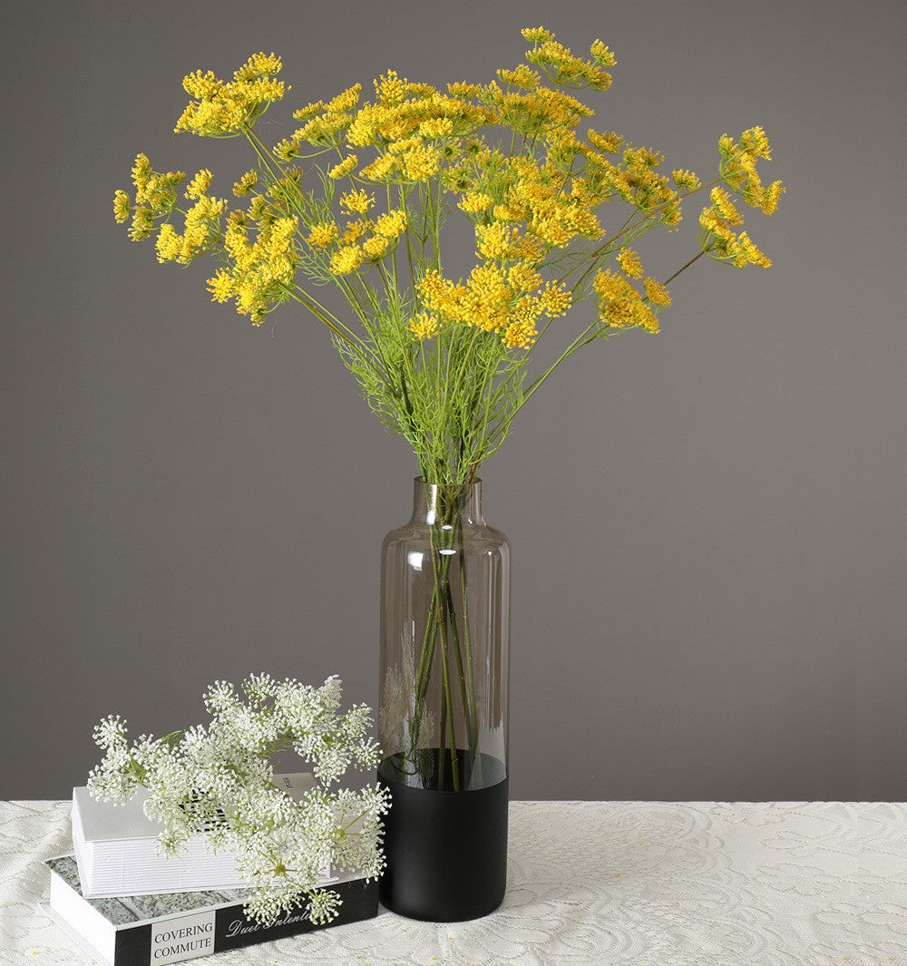 Wholesale Artificial Dill Tweedia Spray Faux Wild Carrot Fennel Flower Stem 32 Inch