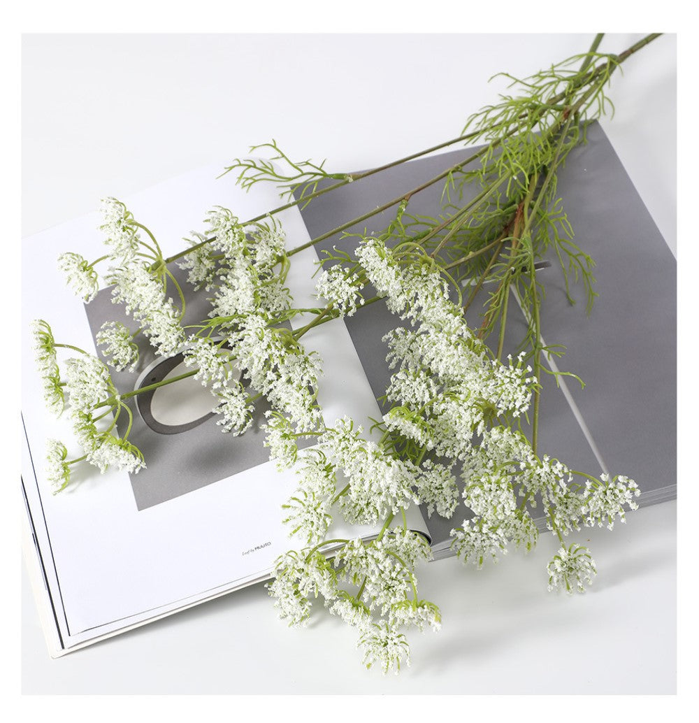 Wholesale Artificial Dill Tweedia Spray Faux Wild Carrot Fennel Flower Stem 32 Inch