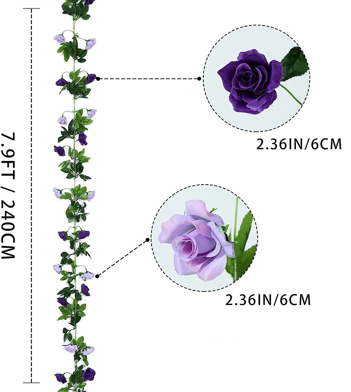 Bulk 7.9FT Artificial Eucalyptus Garland with Flowers Handcrafted Wedding Centerpieces Wholesale