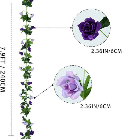 Bulk 7.9FT Artificial Eucalyptus Garland with Flowers Handcrafted Wedding Centerpieces Wholesale