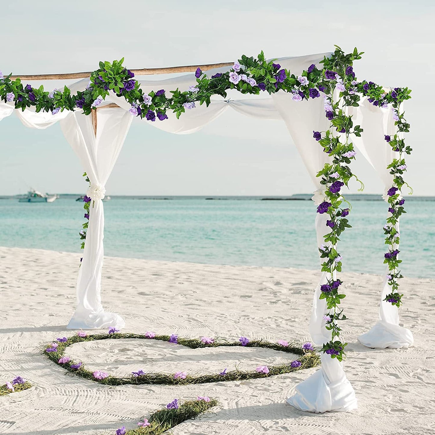 Bulk 7.9FT Artificial Eucalyptus Garland with Flowers Handcrafted Wedding Centerpieces Wholesale