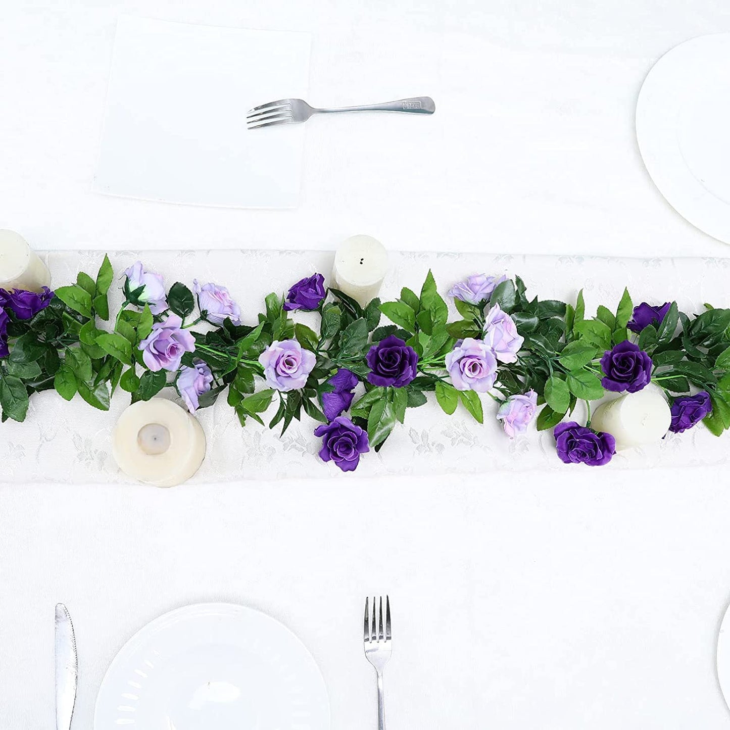 Bulk 7.9FT Artificial Eucalyptus Garland with Flowers Handcrafted Wedding Centerpieces Wholesale