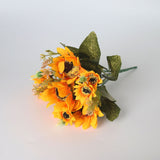 Bulk 13" Small Sunflower Artificial Flowers Bush Yellow Faux Sunflower Arrangement Wholesale