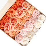 Bulk Artificial Champagne Mixed Rose Real Touch Flowers Box with Stems Wholesale
