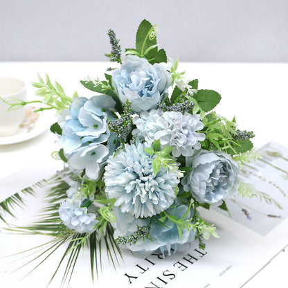 Bulk 12" Artificial Peony and Silk Hydrangea Bouquet Lifelike Flowers for Home Decor Wholesale