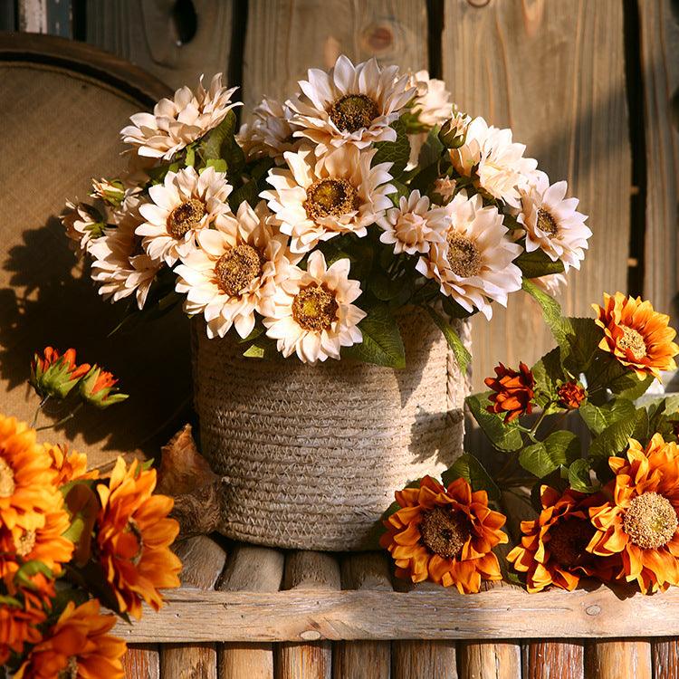 1 Bundle Artificial Flowers Fake Sunflowers Bouquet with Stem - Artificialmerch