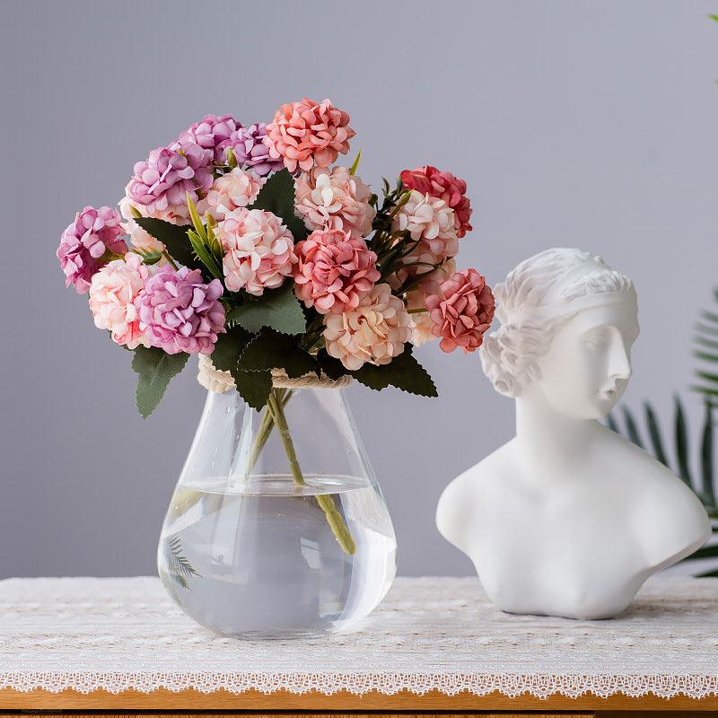 1 Bush 12 Inch Artificial Mini Hydrangea Bulk Bouquet - Artificialmerch