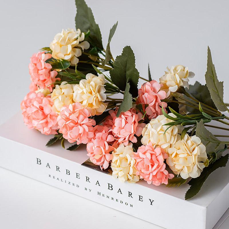 1 Bush 12 Inch Artificial Mini Hydrangea Bulk Bouquet - Artificialmerch