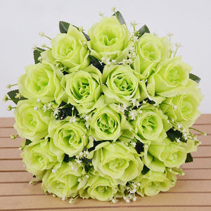 1 Bush 14 Inch Artificial Flowers Roses Bouquet - Artificialmerch