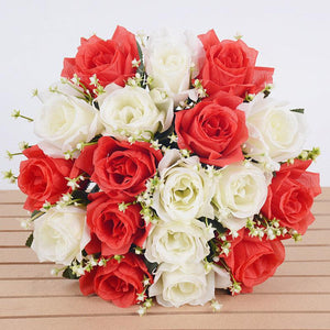 1 Bush 14 Inch Artificial Flowers Roses Bouquet - Artificialmerch