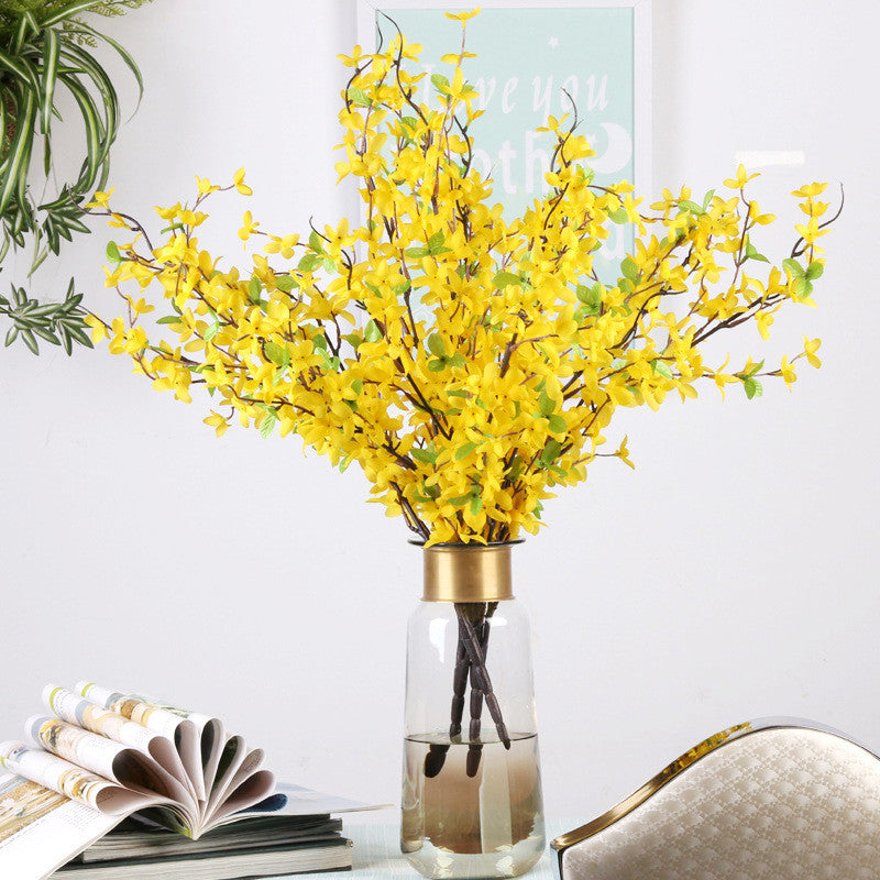 Bulk Spring Yellow Winter Jasmine Long Stem Artificial Orchids Flowers Home Decor Wholesale