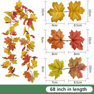 Bulk Clearance Artificial Maple Leaf Vine Autumn Leaves Garland Hanging Plant Wholesale