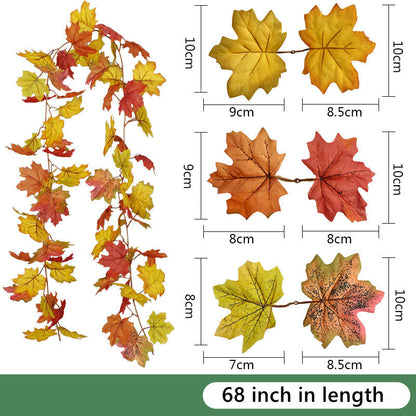 Bulk Clearance Artificial Maple Leaf Vine Autumn Leaves Garland Hanging Plant Wholesale
