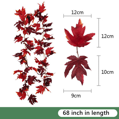 Bulk Clearance Artificial Maple Leaf Vine Autumn Leaves Garland Hanging Plant Wholesale