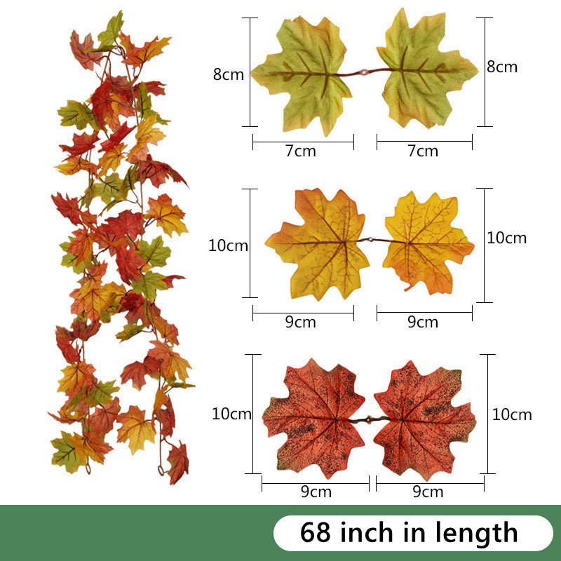 Bulk Clearance Artificial Maple Leaf Vine Autumn Leaves Garland Hanging Plant Wholesale