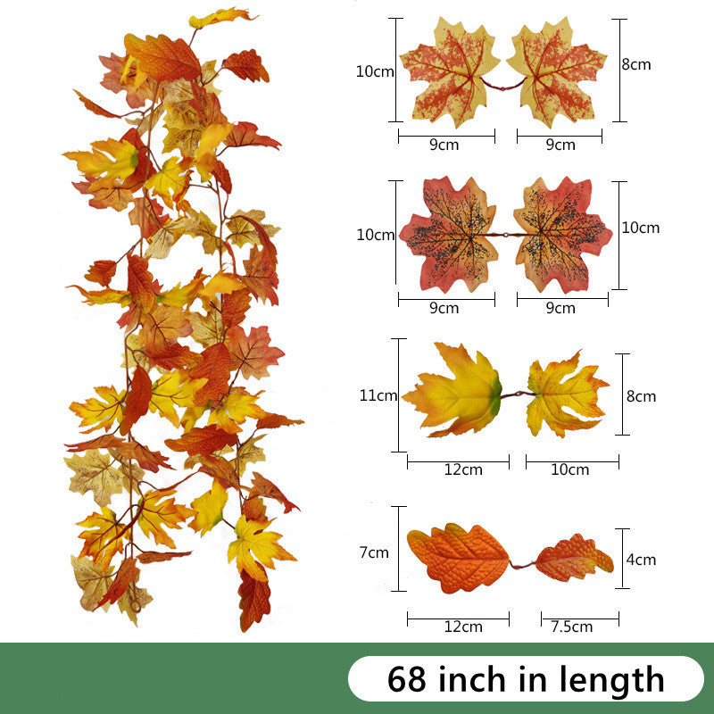 Bulk Clearance Artificial Maple Leaf Vine Autumn Leaves Garland Hanging Plant Wholesale
