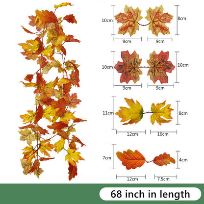 Bulk Clearance Artificial Maple Leaf Vine Autumn Leaves Garland Hanging Plant Wholesale