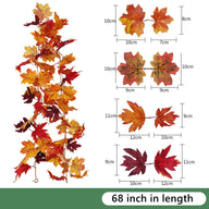Bulk Clearance Artificial Maple Leaf Vine Autumn Leaves Garland Hanging Plant Wholesale