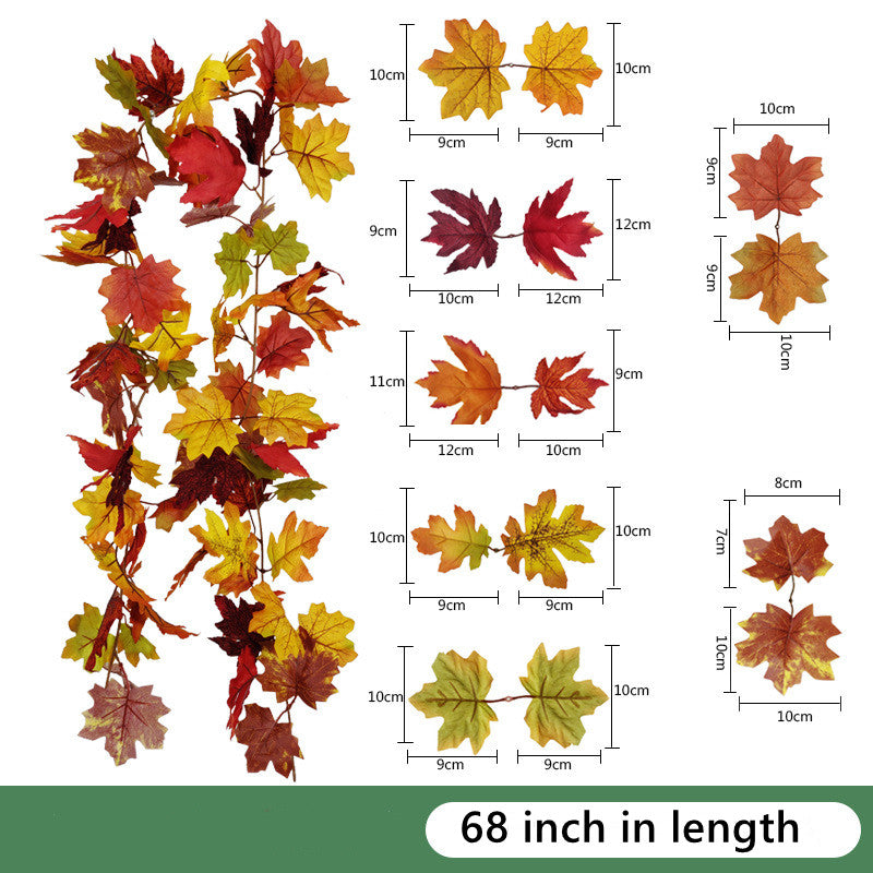 Bulk Clearance Artificial Maple Leaf Vine Autumn Leaves Garland Hanging Plant Wholesale