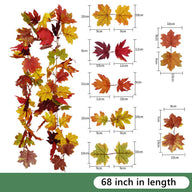 Bulk Clearance Artificial Maple Leaf Vine Autumn Leaves Garland Hanging Plant Wholesale