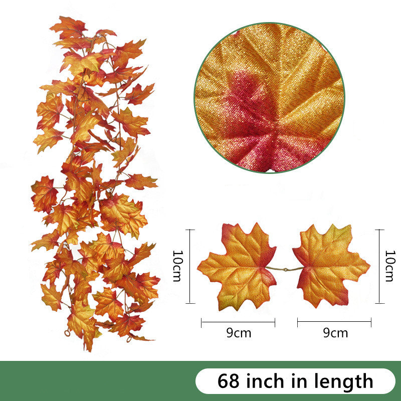 Bulk Clearance Artificial Maple Leaf Vine Autumn Leaves Garland Hanging Plant Wholesale