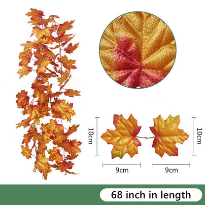 Bulk Clearance Artificial Maple Leaf Vine Autumn Leaves Garland Hanging Plant Wholesale