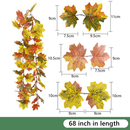 Bulk Clearance Artificial Maple Leaf Vine Autumn Leaves Garland Hanging Plant Wholesale