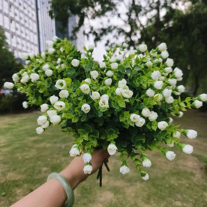 Bulk Artificial Rose Buds Flowers Outdoors Fake Shrubs Greenery Plants Indoor UV Resistant for Outdoor Garden Porch Decoration Wholesale