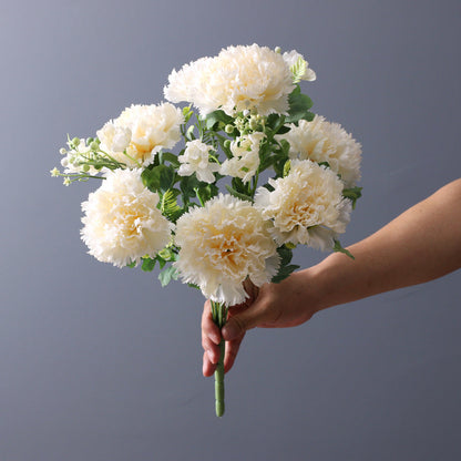 Bulk January Birth Flower Artificial Silk Flower Carnations Bush 14 Inch Wholesale