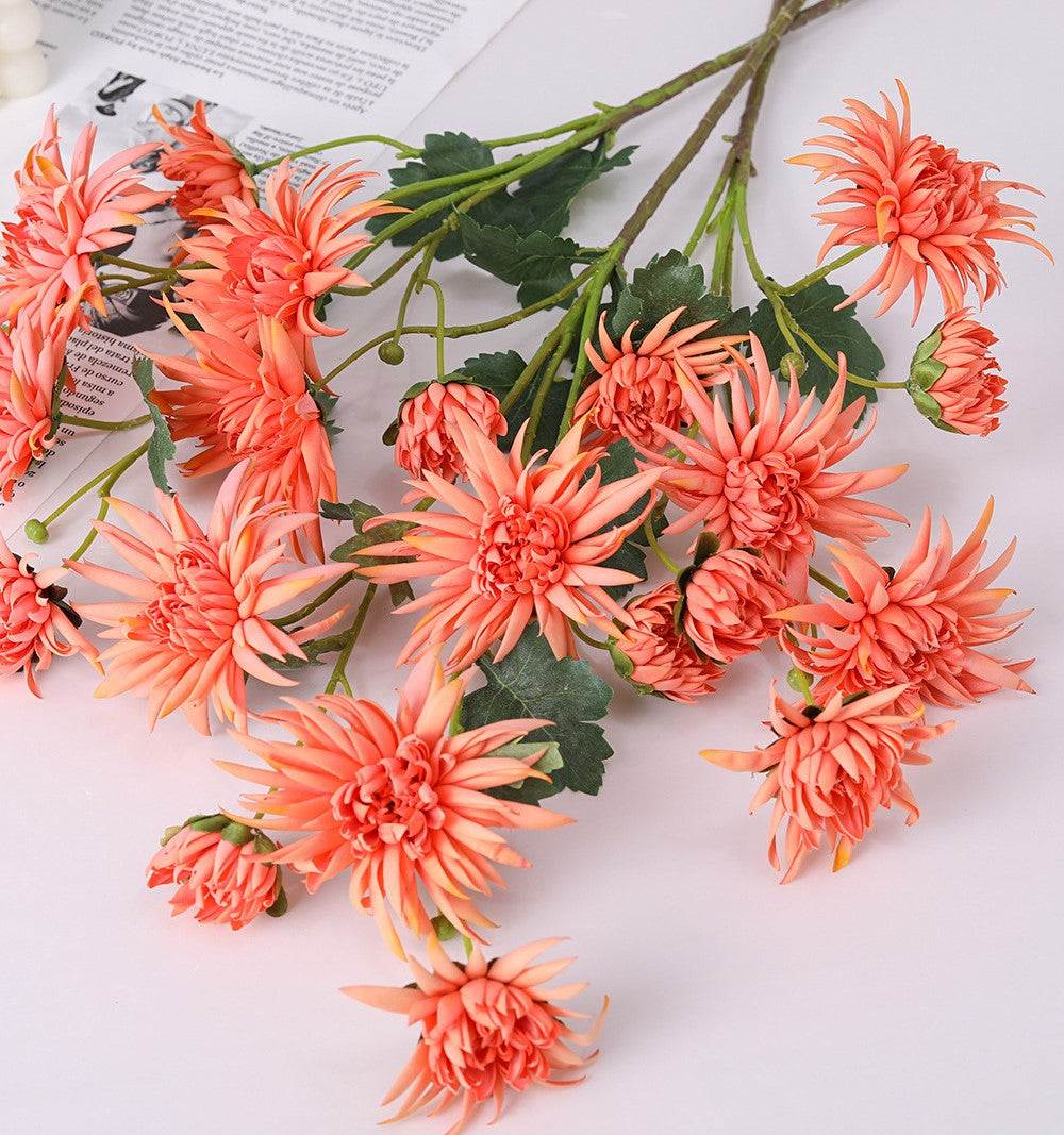 Bulk 28" Artificial Straw Mum Flower Spray Fall Country Copper Chrysanthemum Grandiflorum Stem Wholesale