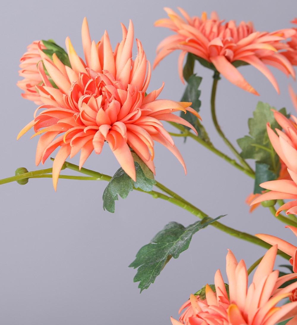 Bulk 28" Artificial Straw Mum Flower Spray Fall Country Copper Chrysanthemum Grandiflorum Stem Wholesale