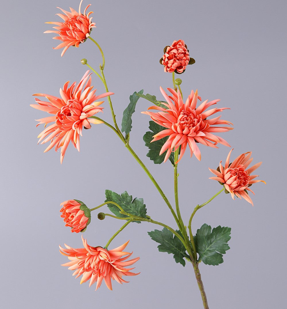 Bulk 28" Artificial Straw Mum Flower Spray Fall Country Copper Chrysanthemum Grandiflorum Stem Wholesale