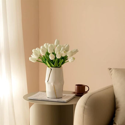 Premium 20Pcs Real Touch Tulip Bouquet - Lifelike Artificial Flowers for Wedding Centerpieces & Home Décor Arrangements