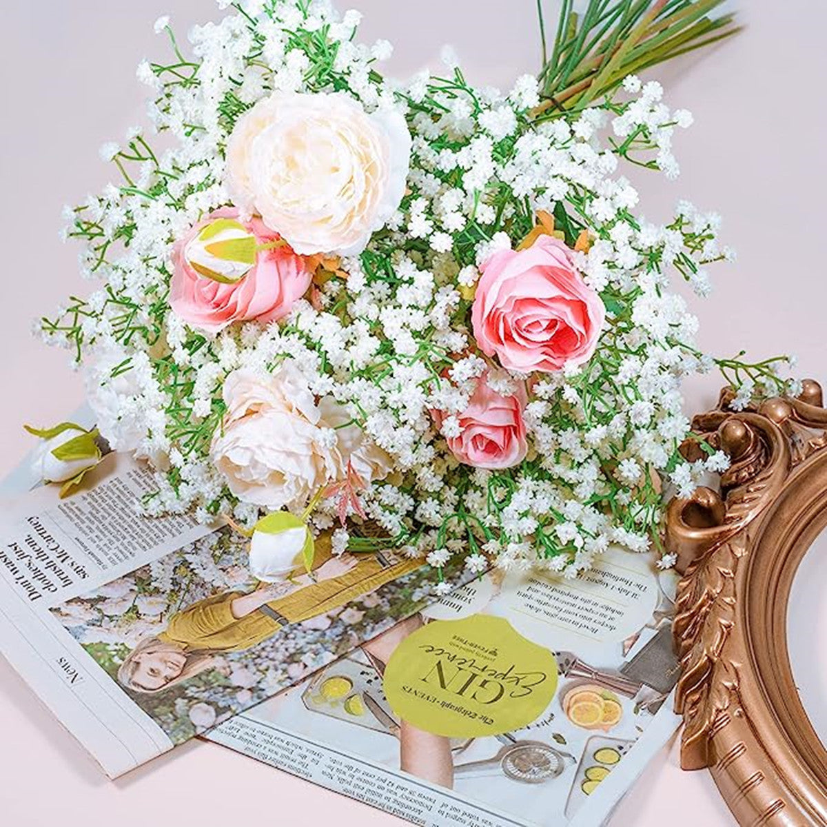 Wedding Baby's Breath Artificial Flowers 23.6" Real Touch for Garlands & Greenery Decor