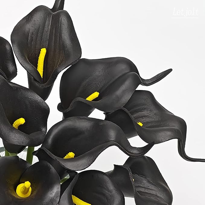 Bulk 20Pcs Calla Lily Flowers Bouquet Real Touch Black Halloween Flowers Table Centerpieces Wholesale