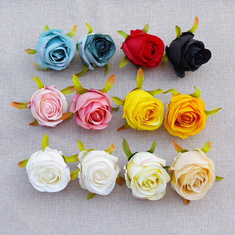 Bulk 10Pcs Rose Bud Flower Heads Silk Flowers for DIY Wedding Bouquets Centerpieces Baby Shower Party Decorations Wholesale