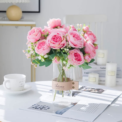 Bulk 12" Pack of 4 Pcs Small Peony Bush Bouquet for Wedding Table Centerpieces Home Decoration Wholesale